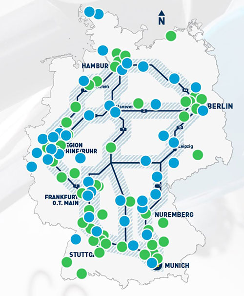 H2M在德国已经运营（绿色）及在建加氢站（蓝色）示意图.jpg